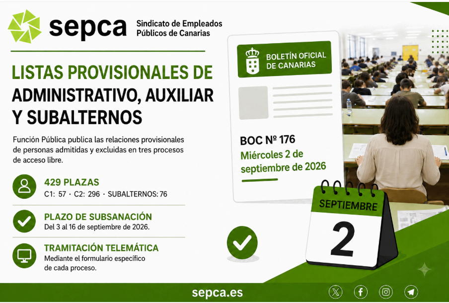 02 09 2026 LISTAS PROVISIONALES C2 C1 Y SUBLATERNOS BOC